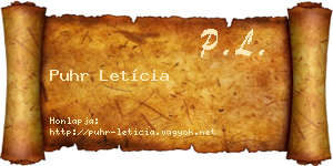 Puhr Letícia névjegykártya